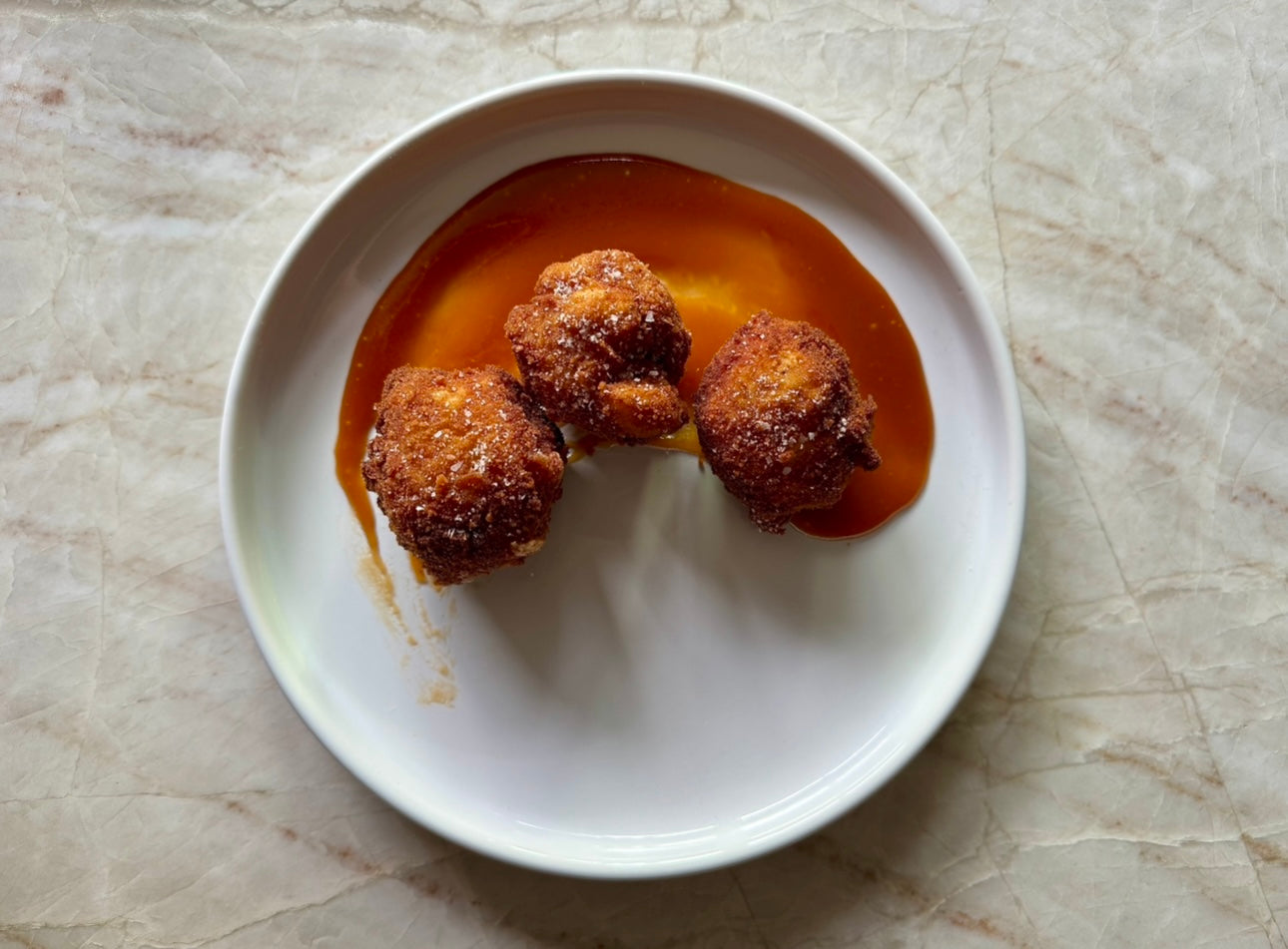 DESSERT ARANCINI WITH BUTTER CARAMEL SAUCE